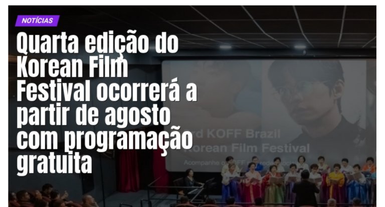 Quarta edição do Korean Film Festival ocorrerá a partir de agosto com programação gratuita